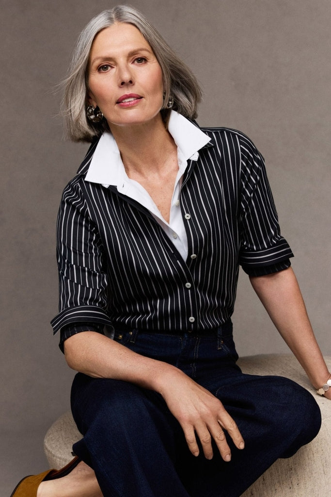 Margie Classic Wide Stripe Long Sleeve Shirt