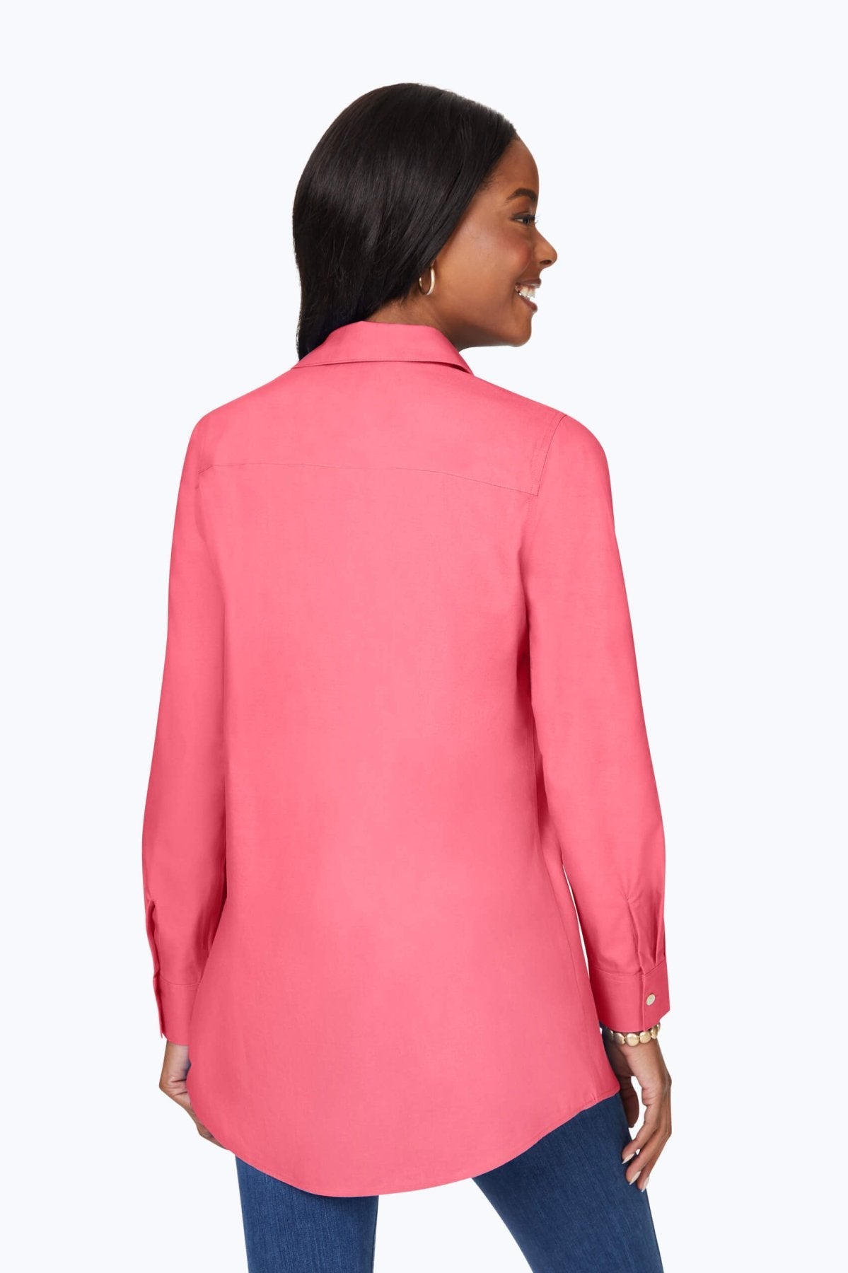Cici No Iron Pinpoint Long Sleeve Tunic
