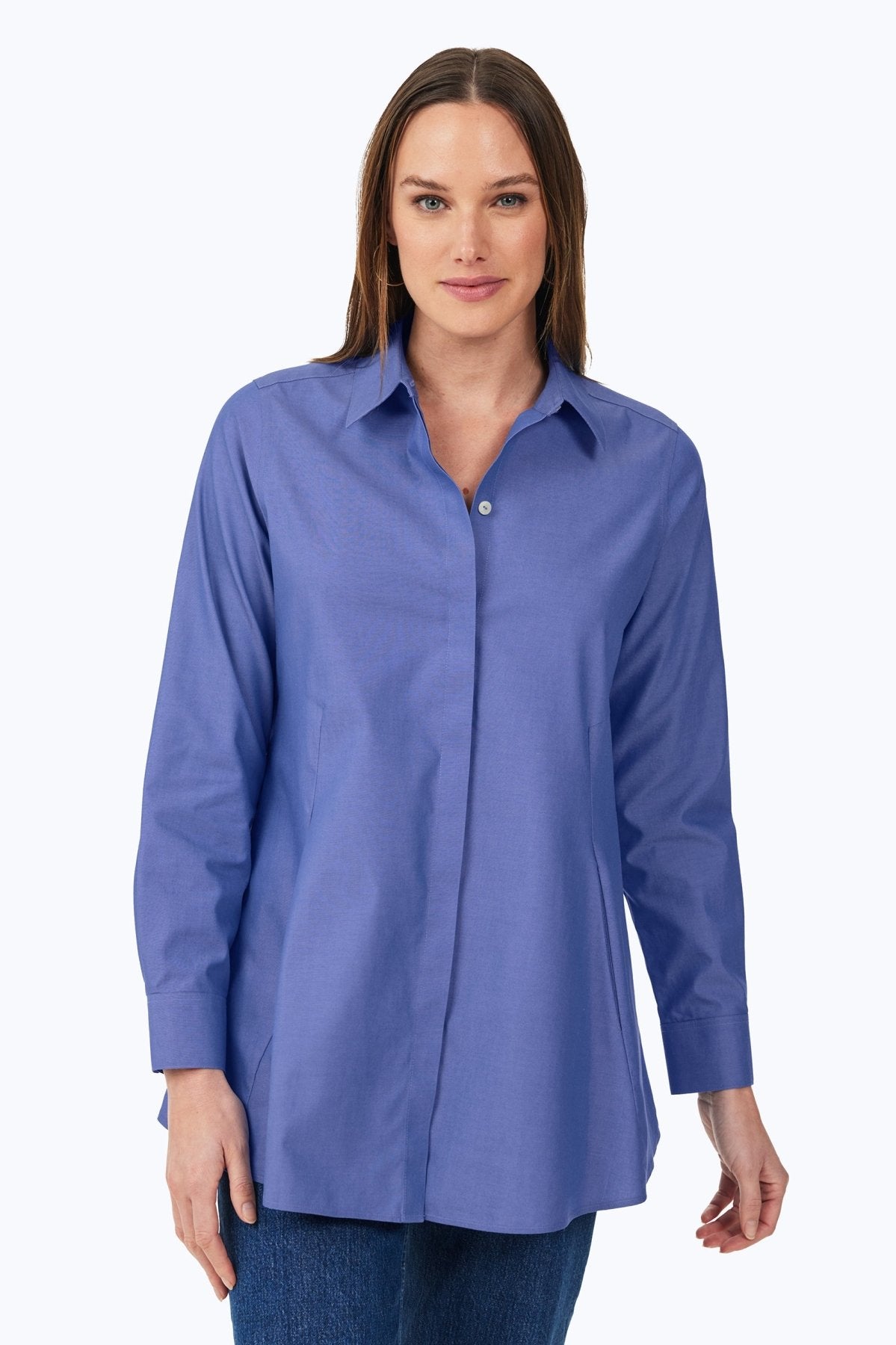 Cici No Iron Pinpoint Long Sleeve Tunic