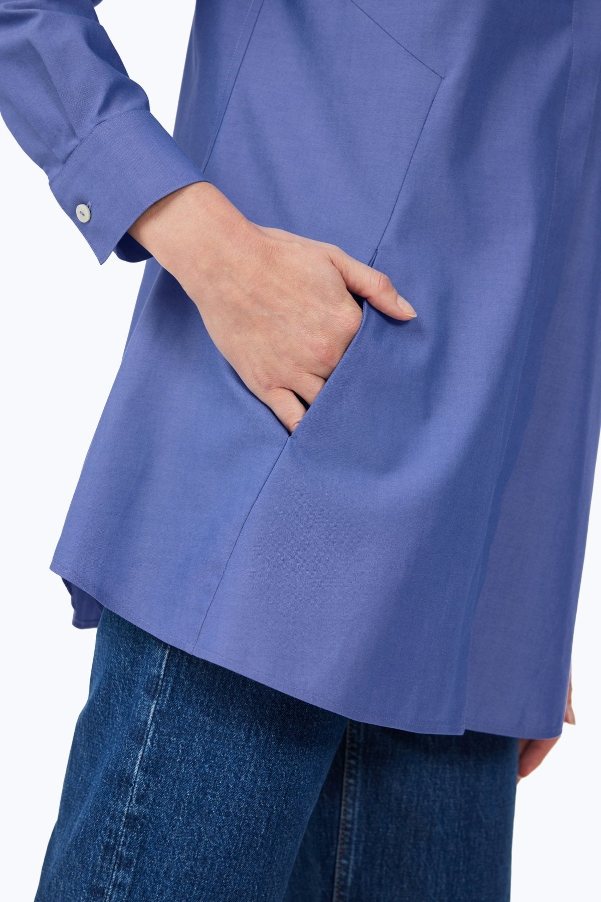 Cici No Iron Pinpoint Long Sleeve Tunic