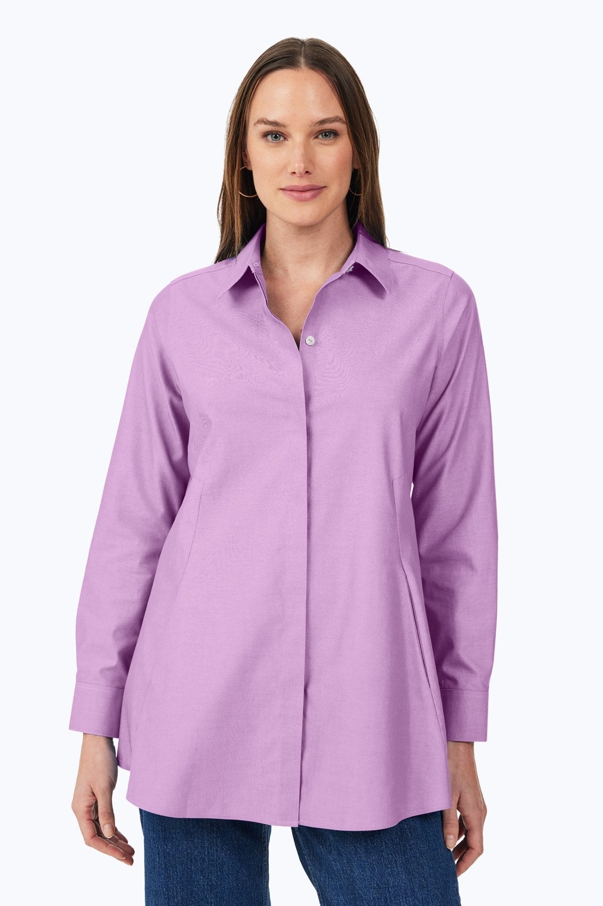 Cici No Iron Pinpoint Long Sleeve Tunic