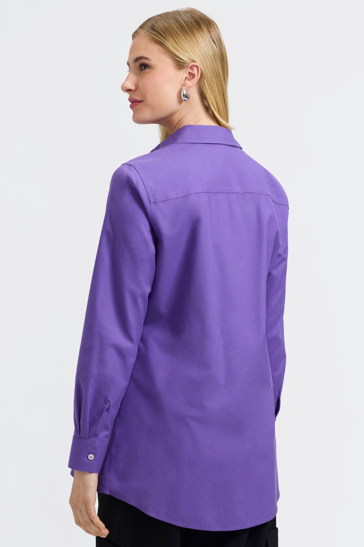 Cici No Iron Pinpoint Long Sleeve Tunic