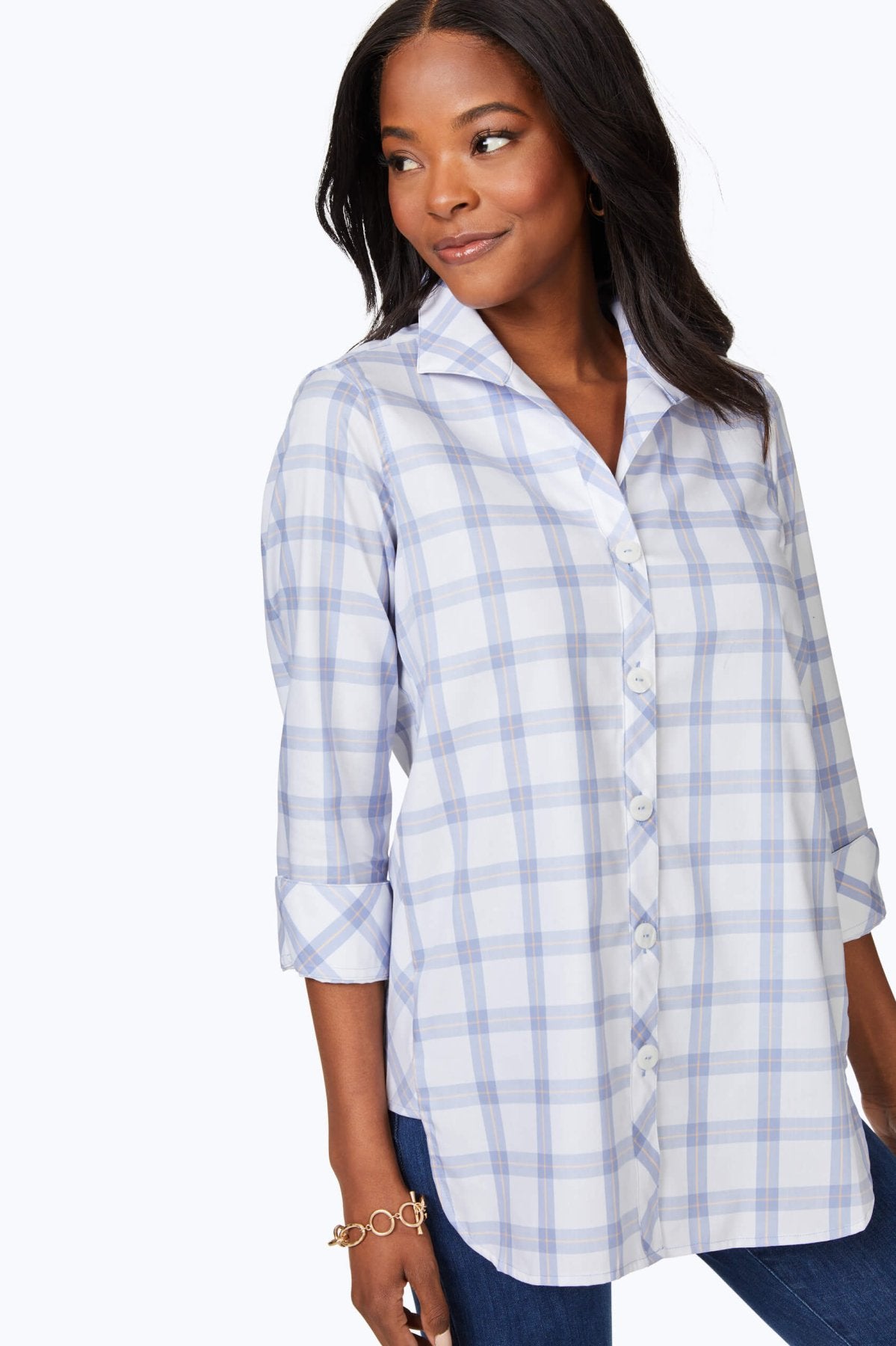 Pandora Breezy Plaid 3/4 Sleeve Tunic