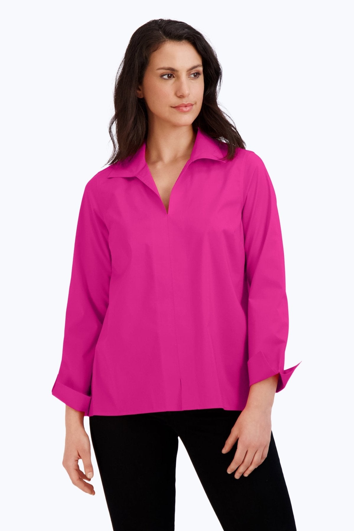 Agnes No Iron Stretch Long Sleeve Popover Shirt