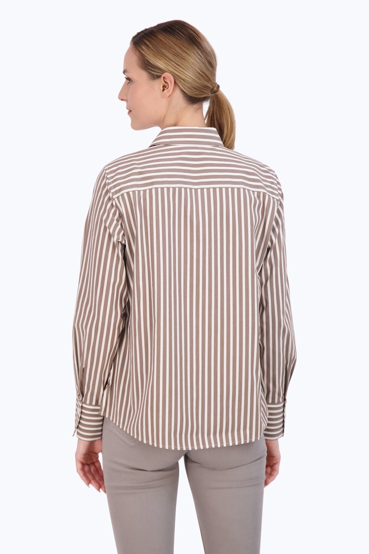Mary No Iron Stretch Stripe Long Sleeve Shirt