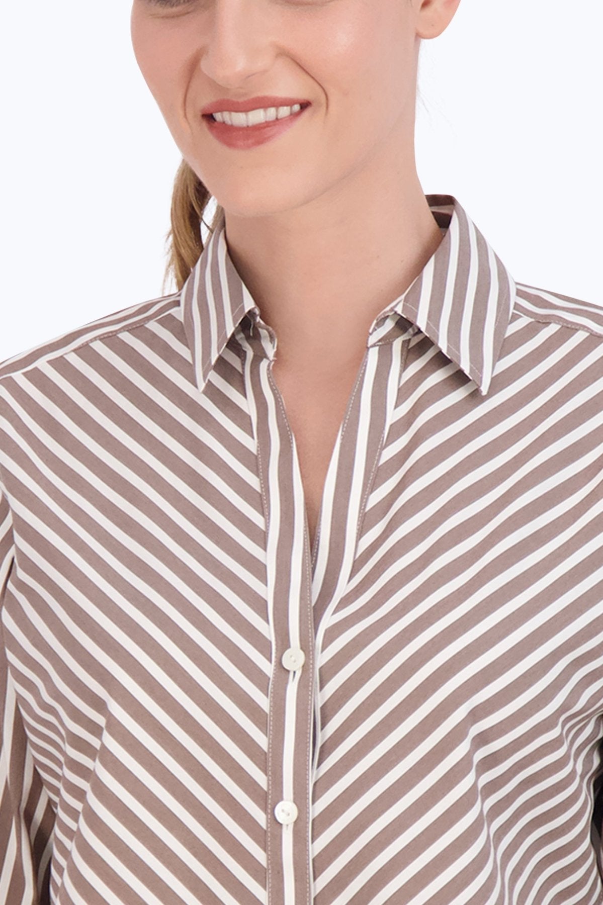 Mary No Iron Stretch Stripe Long Sleeve Shirt