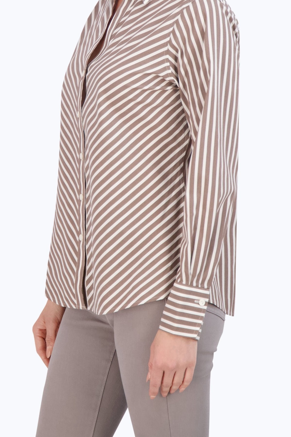 Mary No Iron Stretch Stripe Long Sleeve Shirt