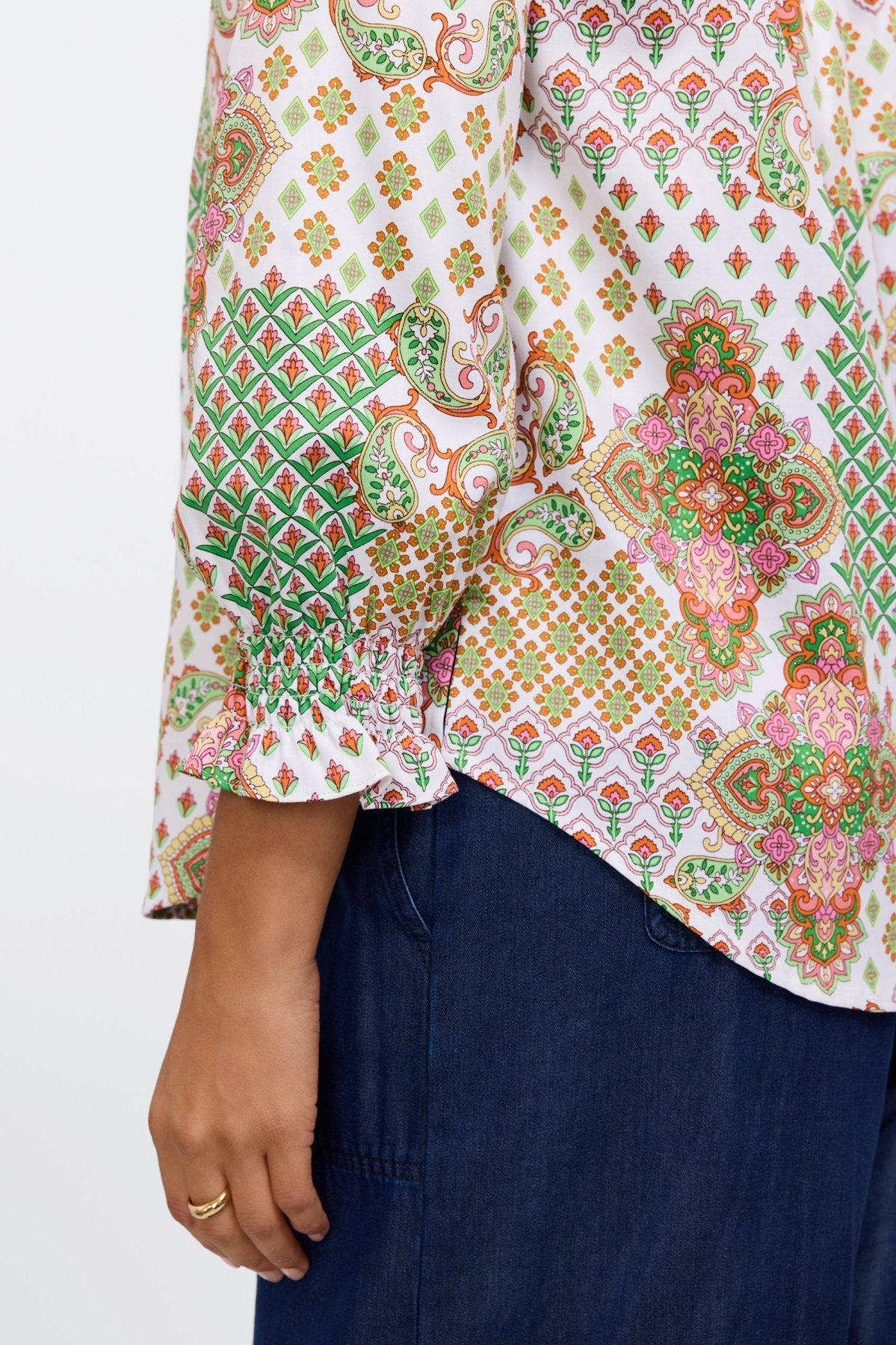 Olivia Patchwork Medallion 3/4 Sleeve Shirt