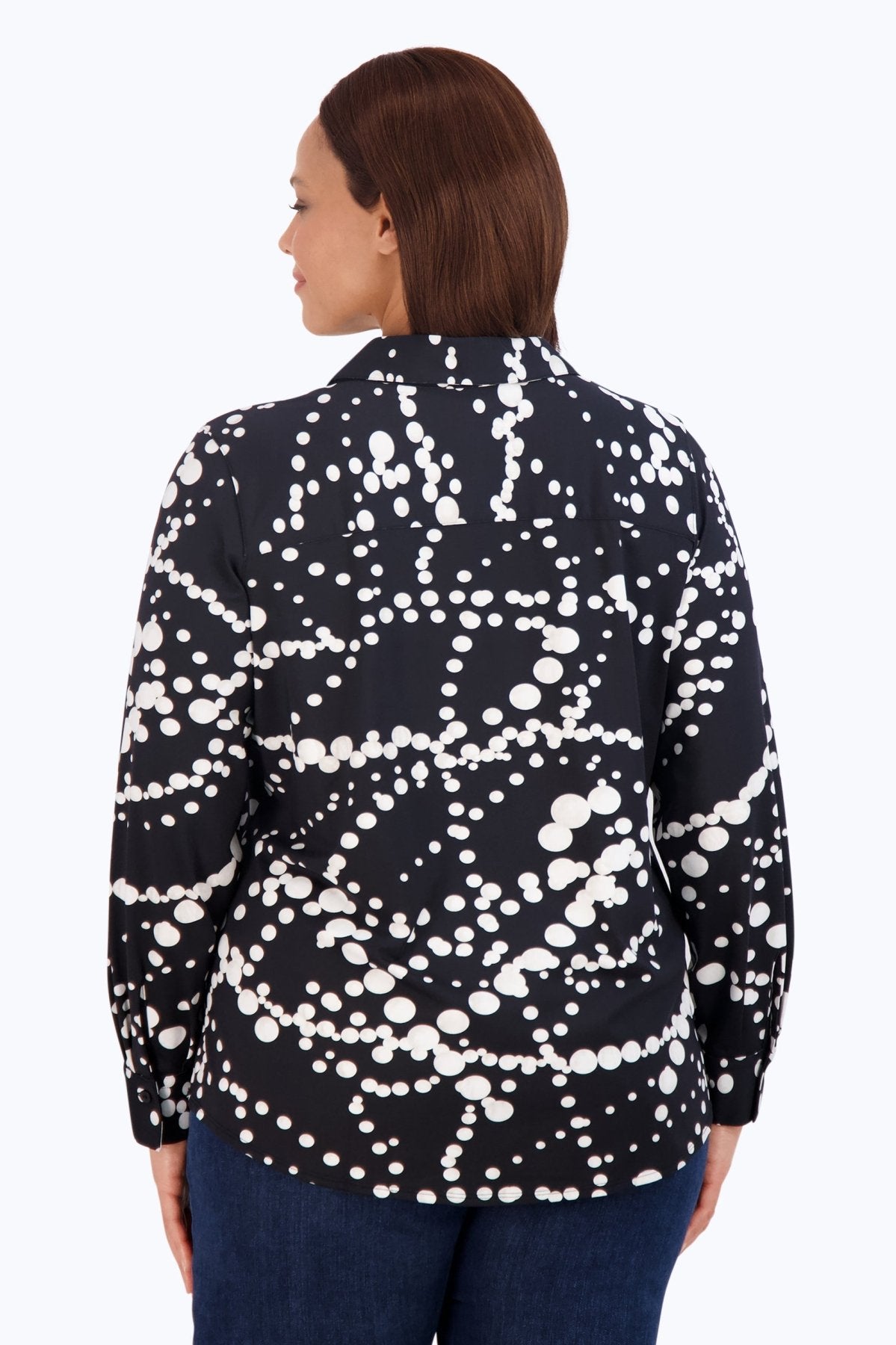 Mary Plus Draped Pearls Jersey Long Sleeve Shirt