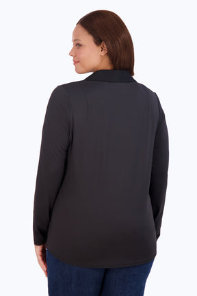 Marianna Plus Knit-Woven Long Sleeve Layering Shirt