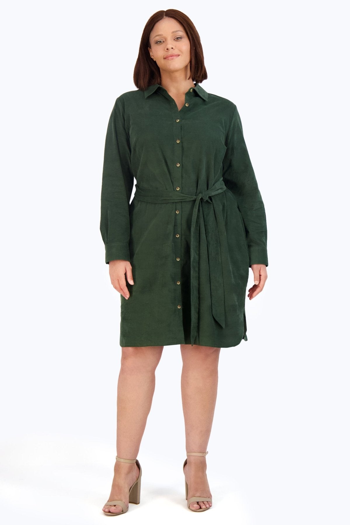 Rocca Plus Pinwale Corduroy Long Sleeve Dress
