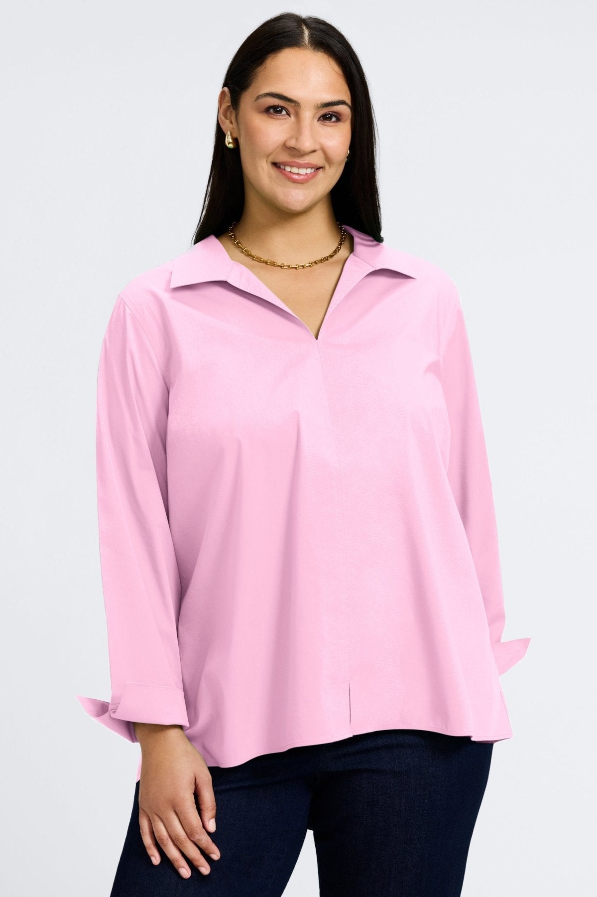 Agnes Plus No Iron Stretch Long Sleeve Popover Shirt