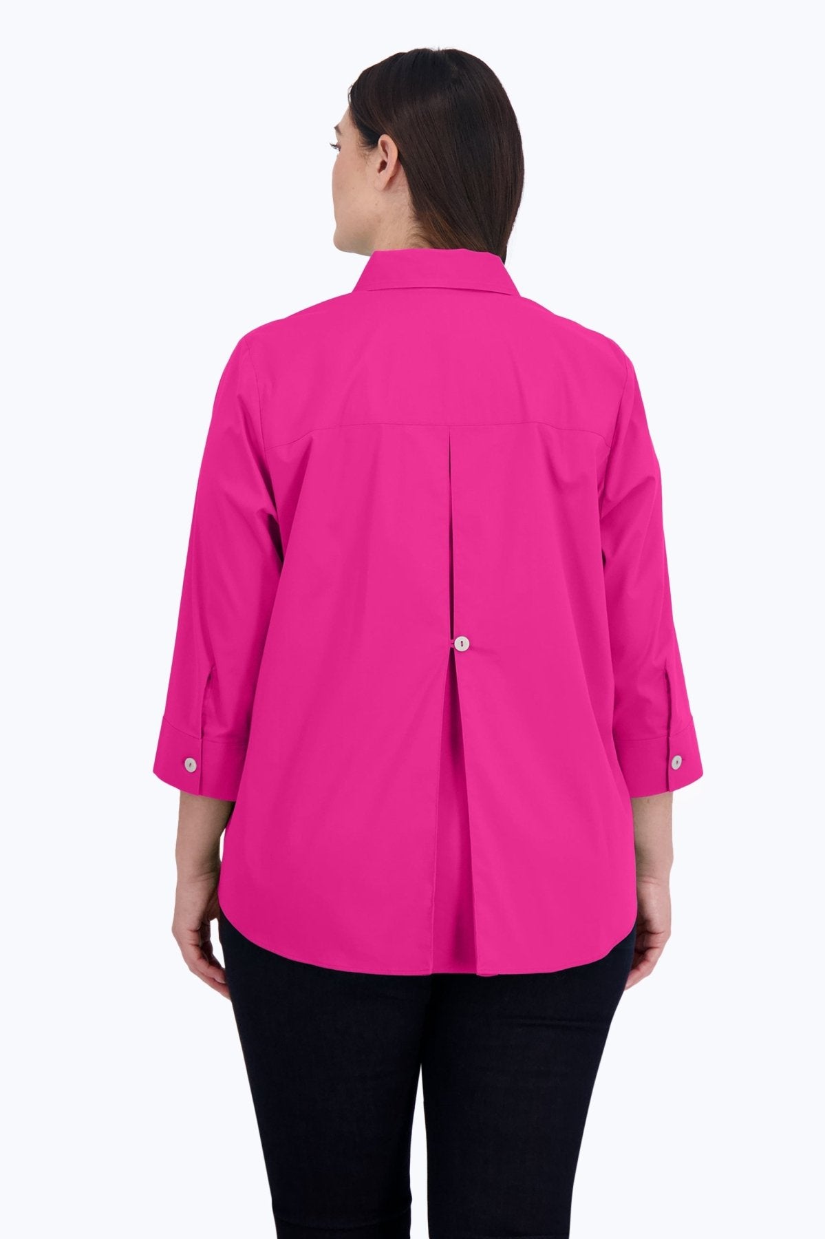 Kelly Plus No Iron Stretch 3/4 Sleeve Shirt, Azalea