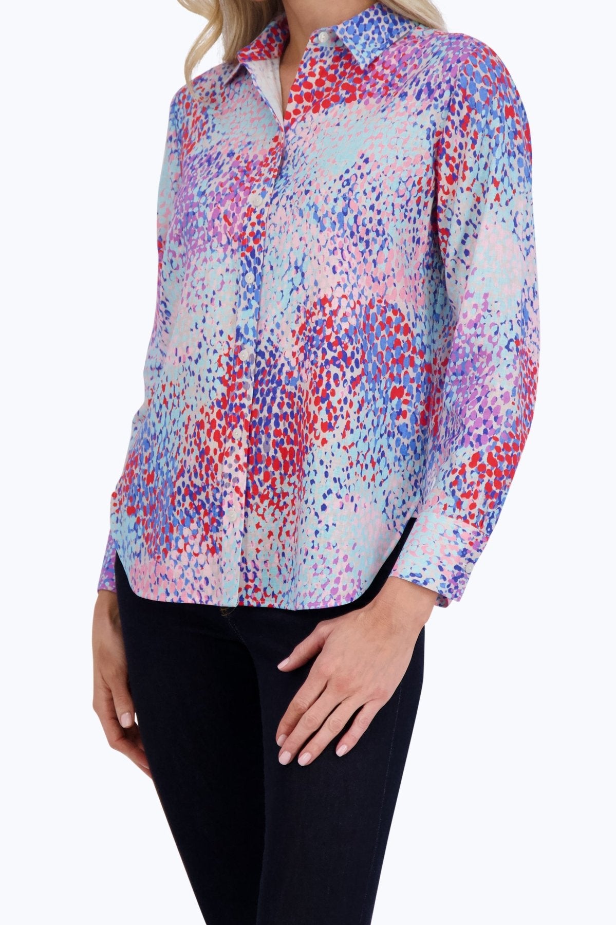 Meghan Linen Speckle Long Sleeve Shirt
