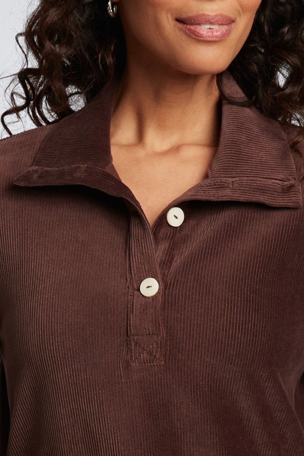 Sammy Plush Cord Long Sleeve Popover Sweater