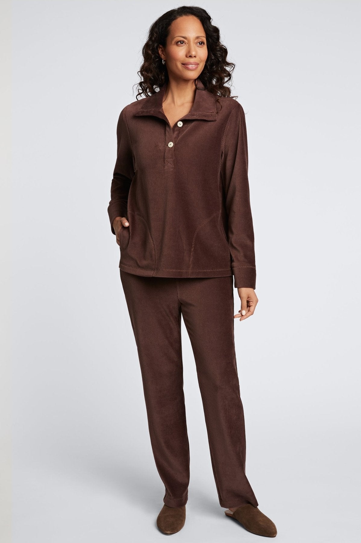 Sammy Plush Cord Long Sleeve Popover Sweater