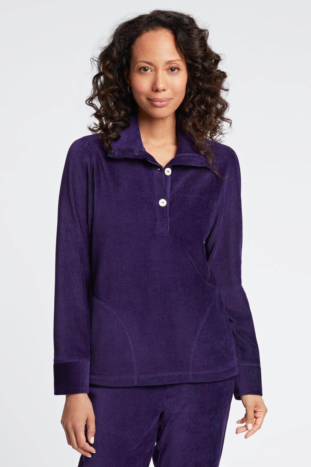 Sammy Plush Cord Long Sleeve Popover Sweater
