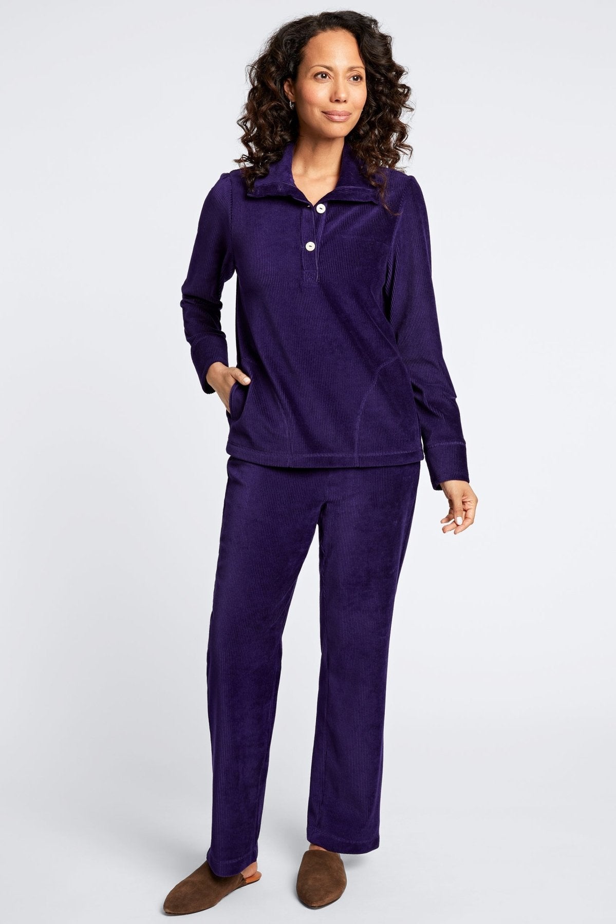Sammy Plush Cord Long Sleeve Popover Sweater