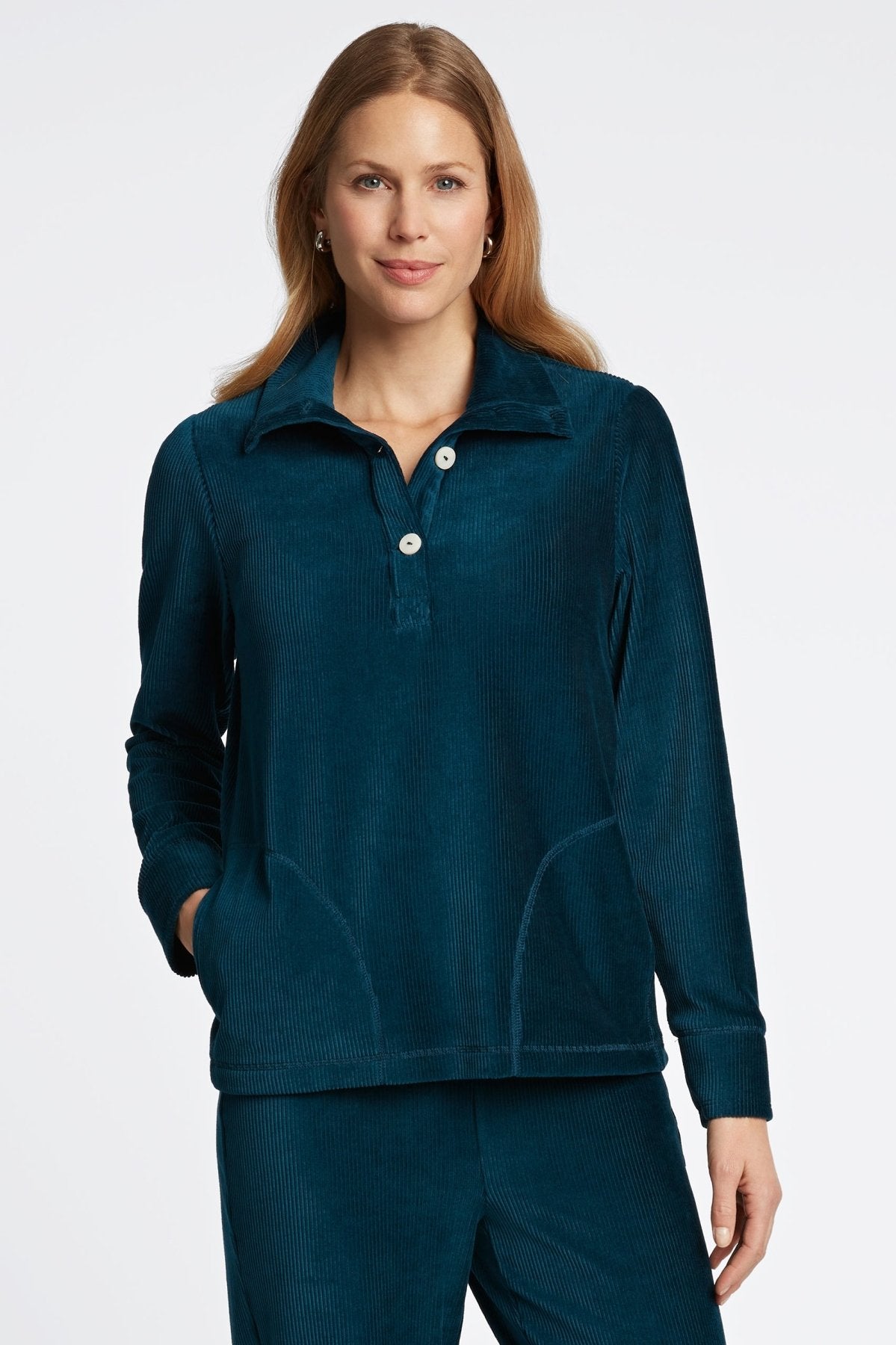 Sammy Plush Cord Long Sleeve Popover Sweater