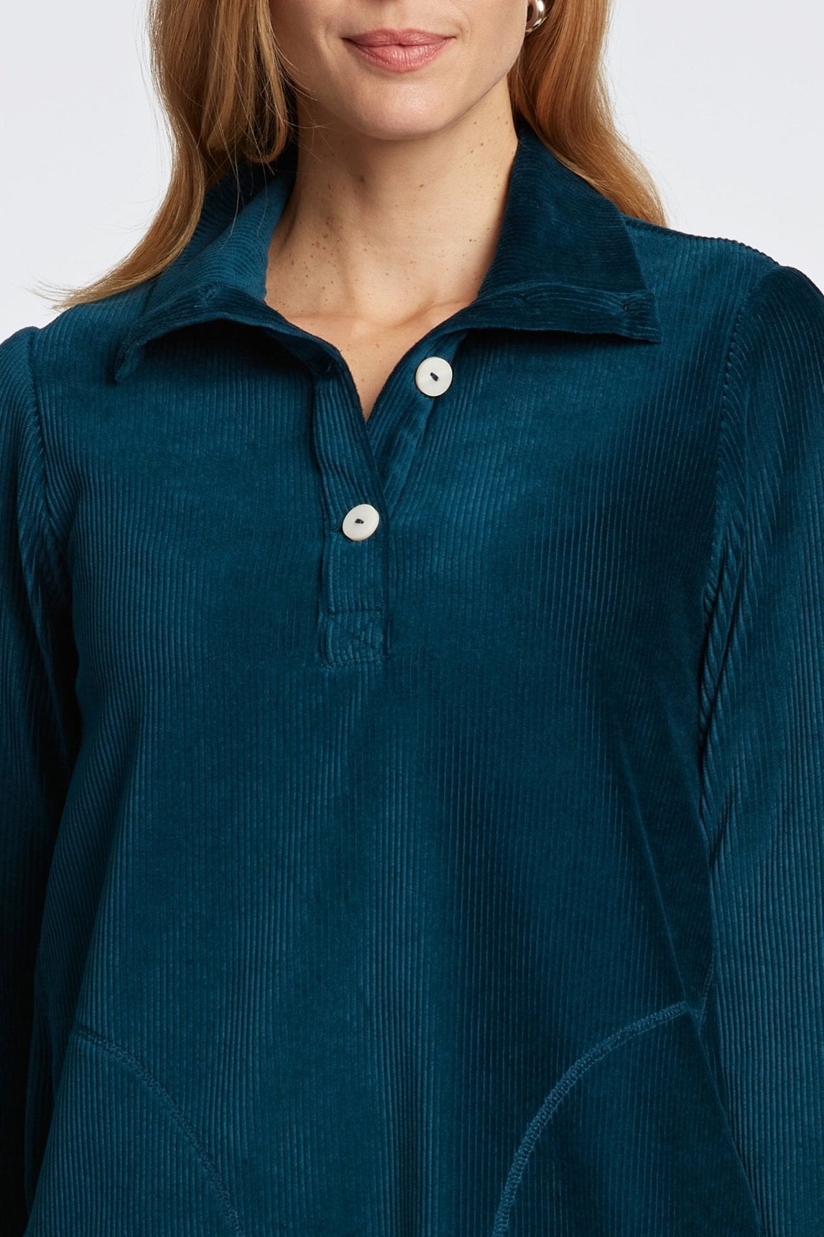 Sammy Plush Cord Long Sleeve Popover Sweater