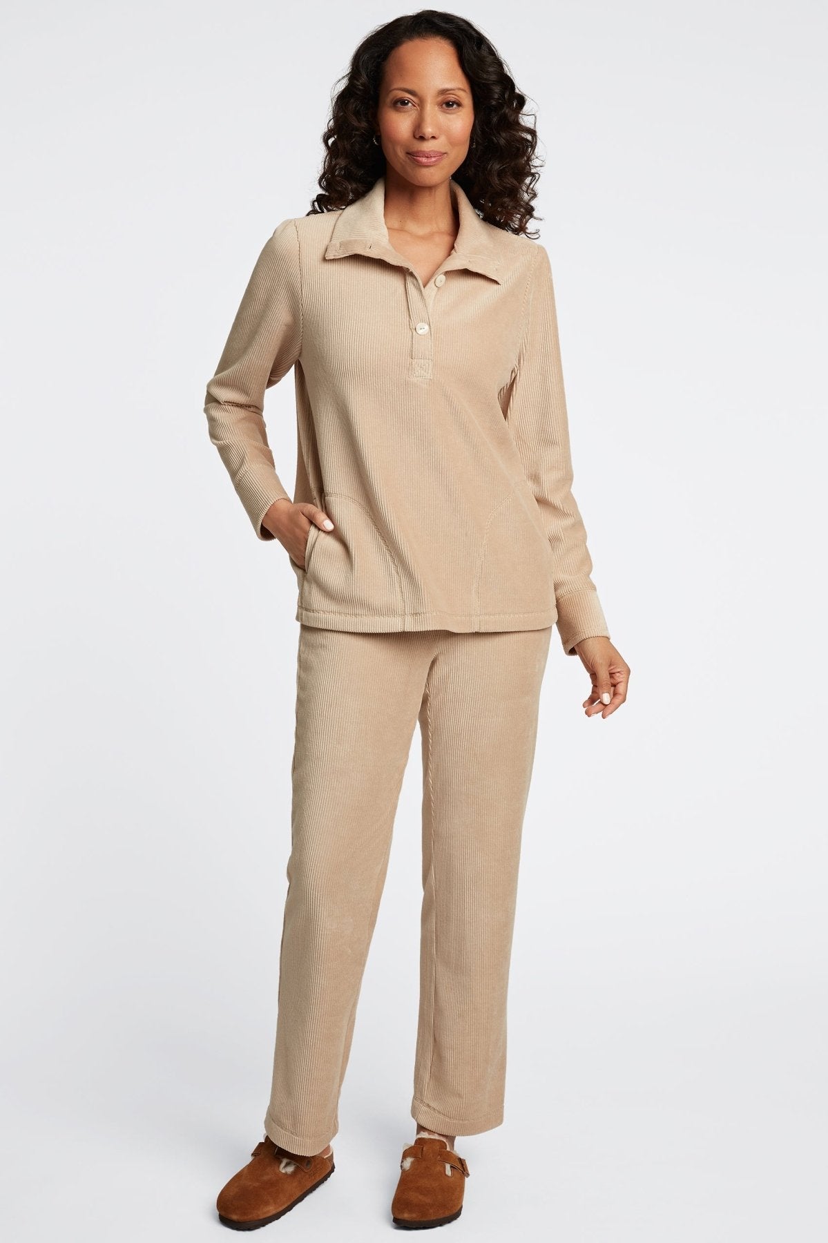 Sammy Plush Cord Long Sleeve Popover Sweater