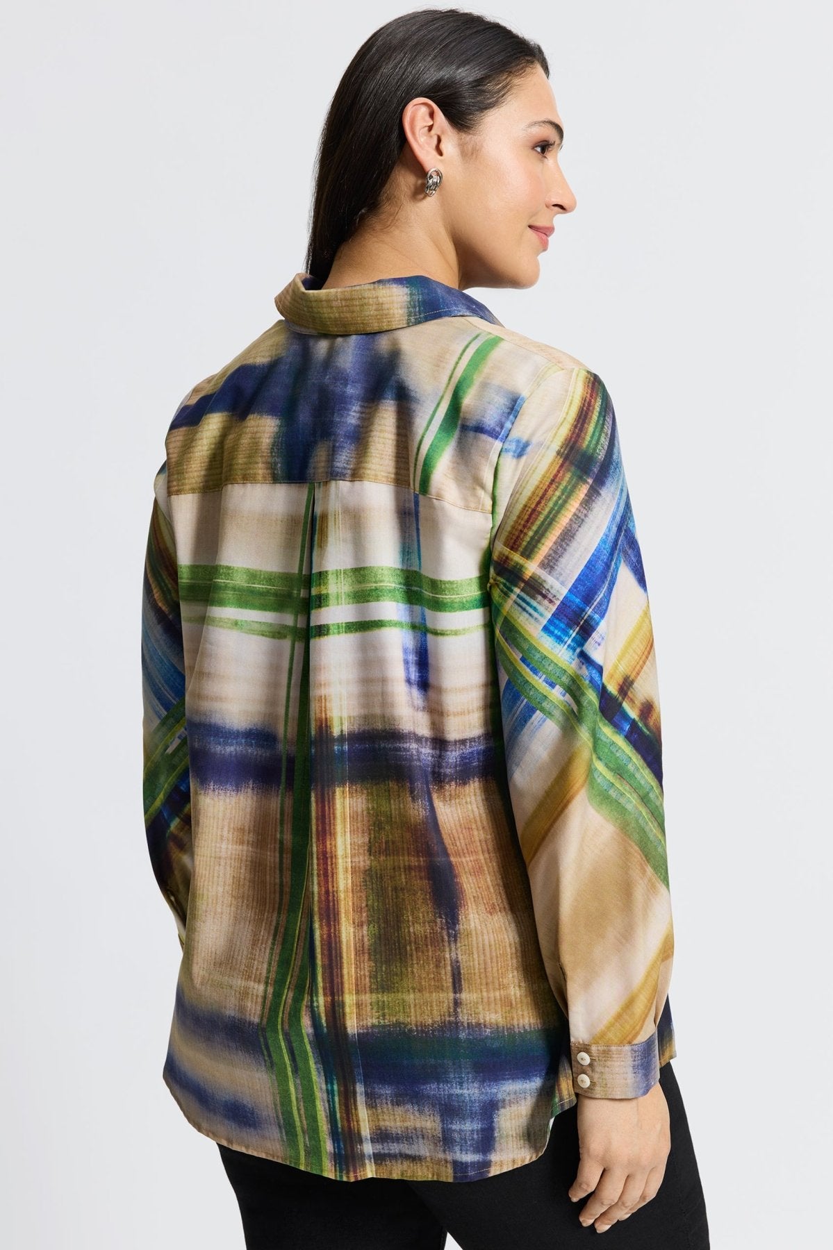 Delia Plus Painterly Plaid Long Sleeve Shirt