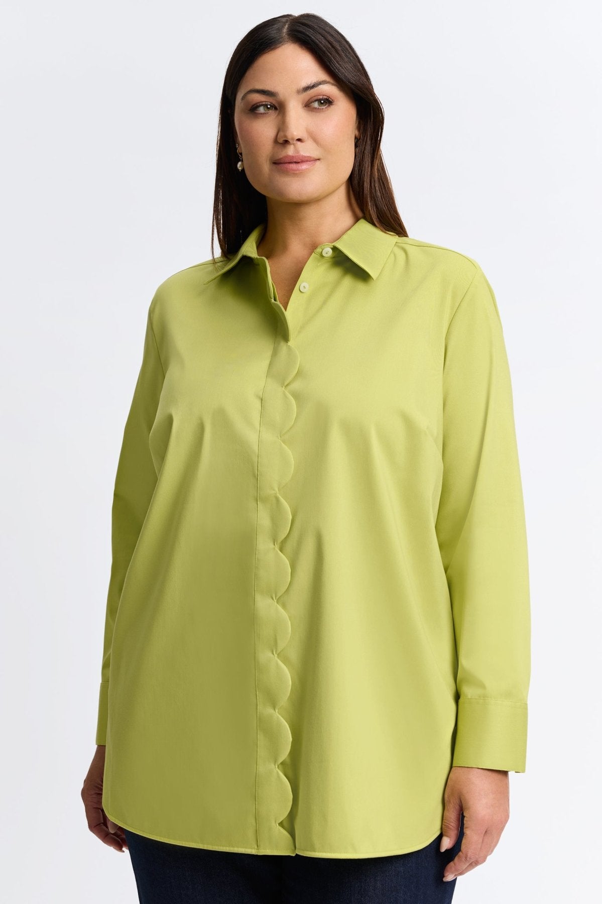 Layla Plus Stretch Matte Sateen No Iron Long Sleeve Tunic