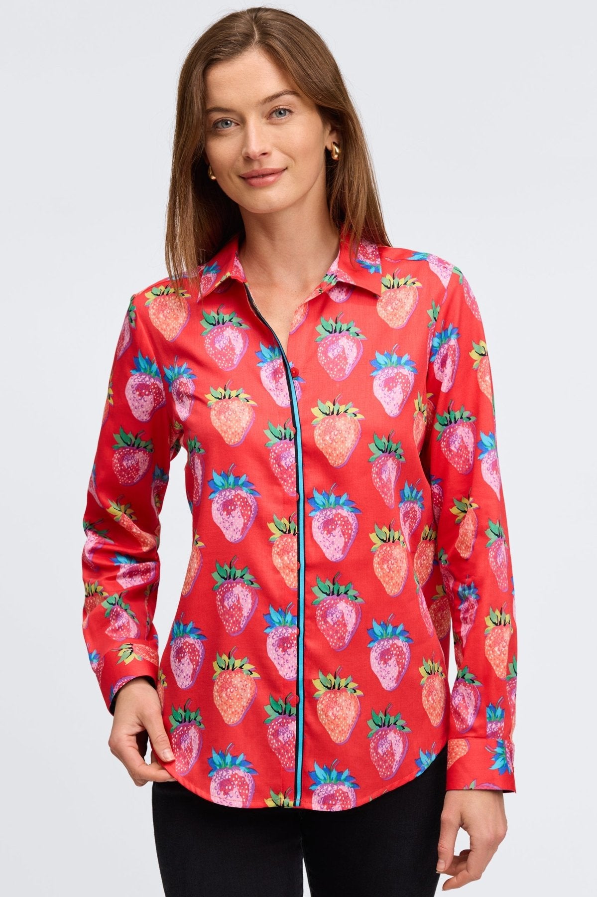 Charlie Strawberry Delight Long Sleeve Shirt- Foxcroft