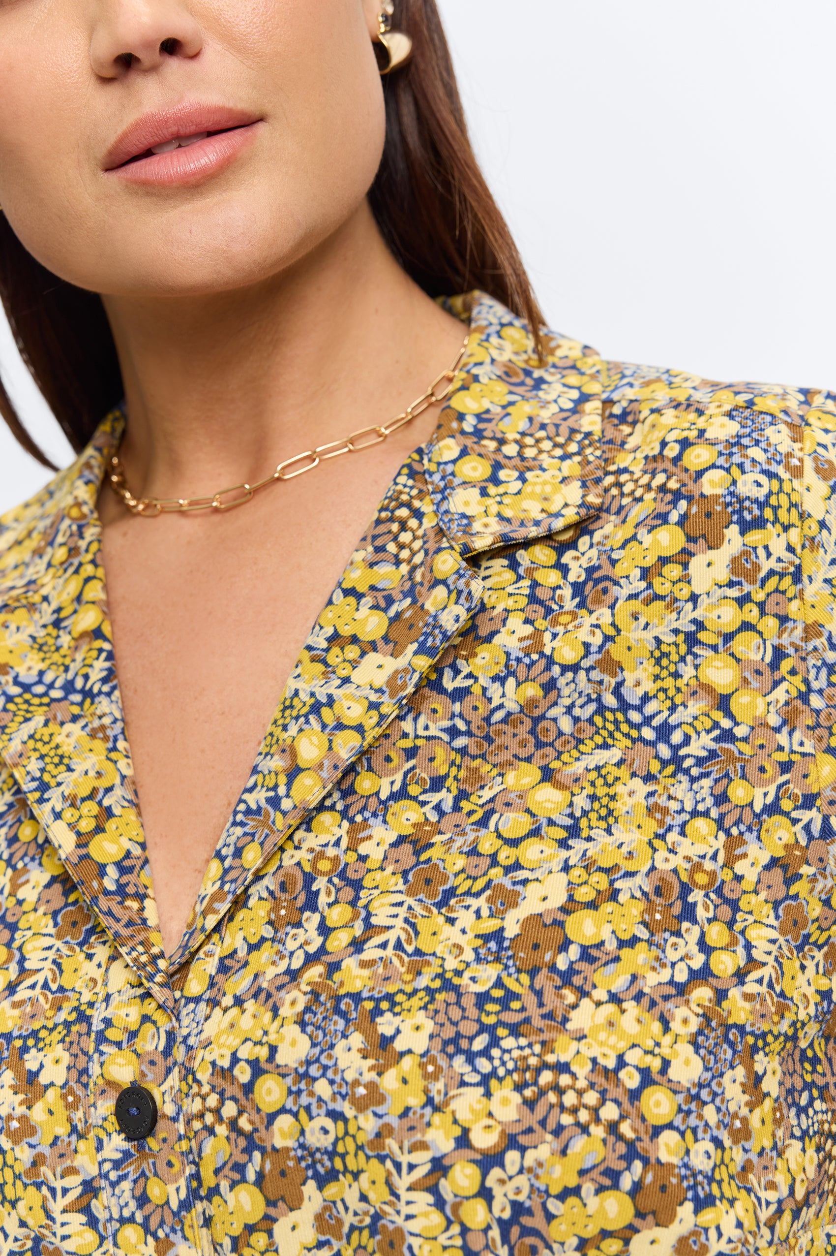 Sloane Plus Ditsy Floral Corduroy Long Sleeve Dress