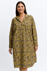 Sloane Plus Ditsy Floral Corduroy Long Sleeve Dress