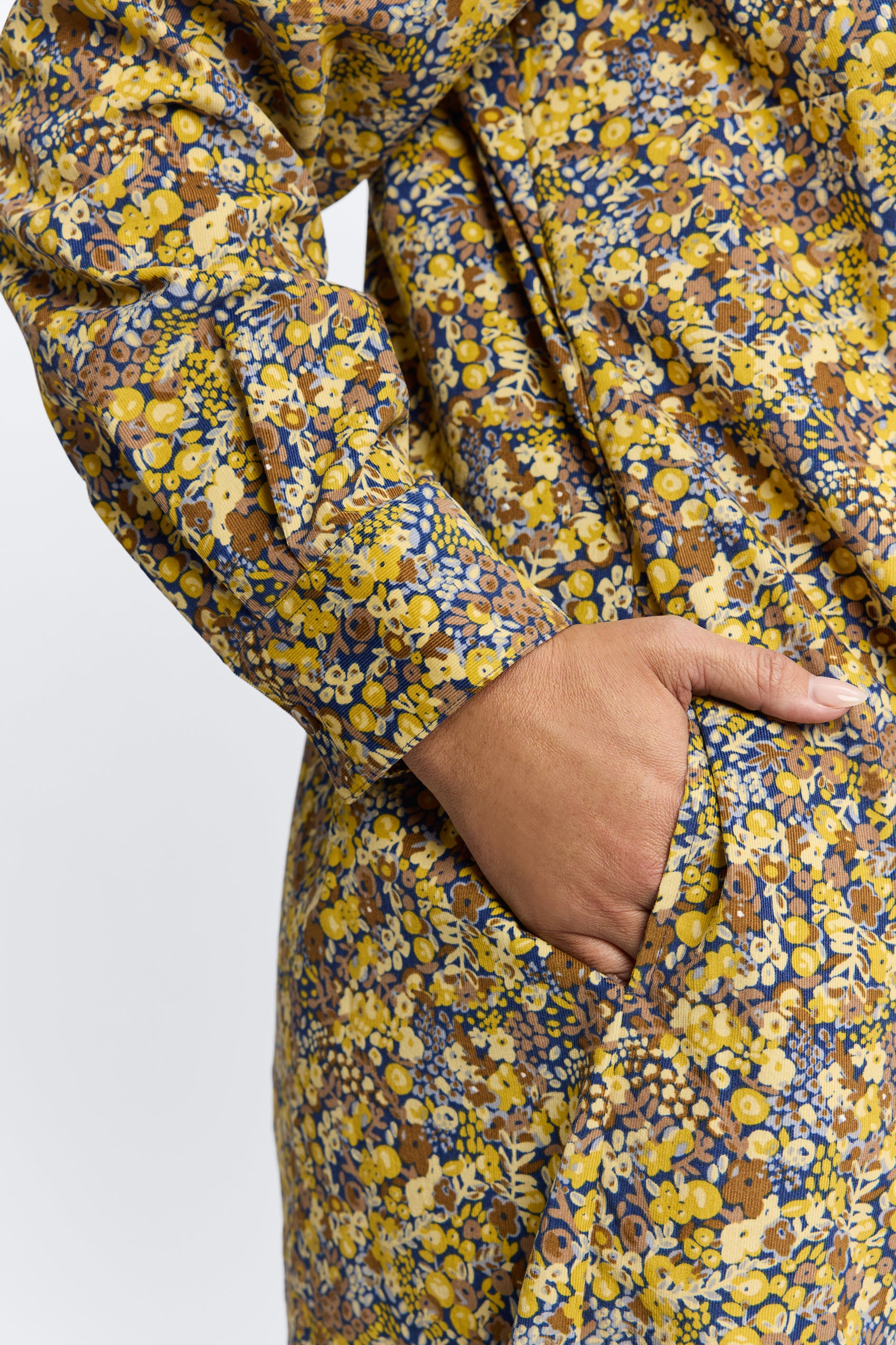 Sloane Plus Ditsy Floral Corduroy Long Sleeve Dress
