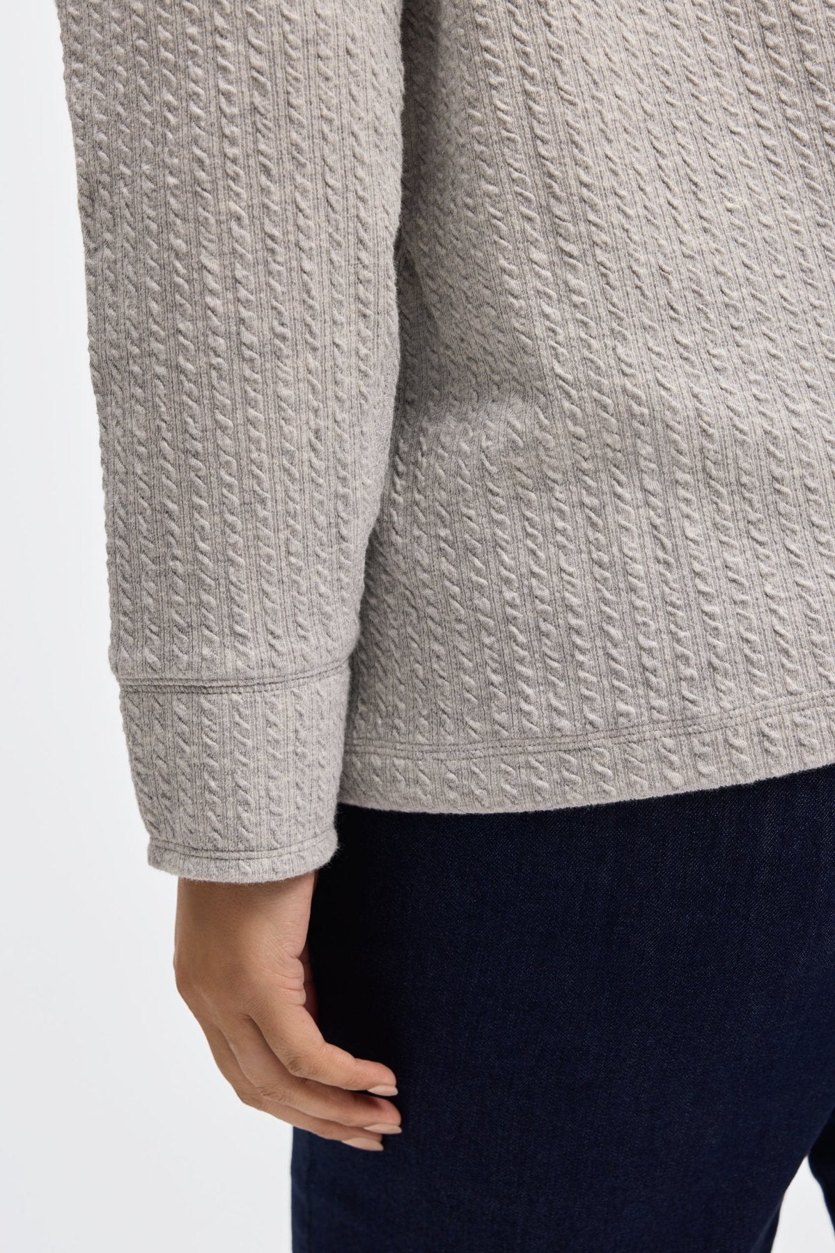 Sammy Plus Cable Knit Long Sleeve Popover Sweater