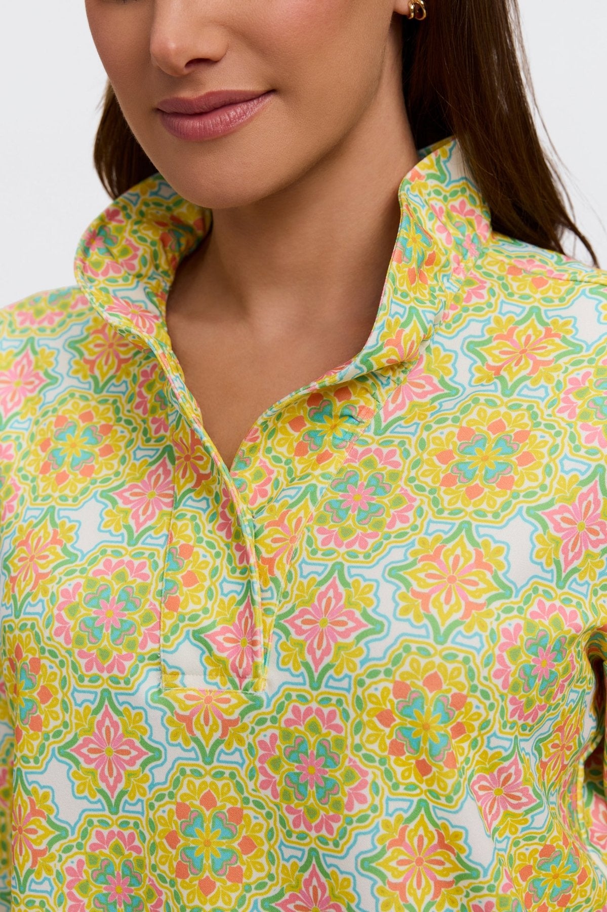 Tammy Sicilian Tile 3/4 Sleeve Popover Shirt