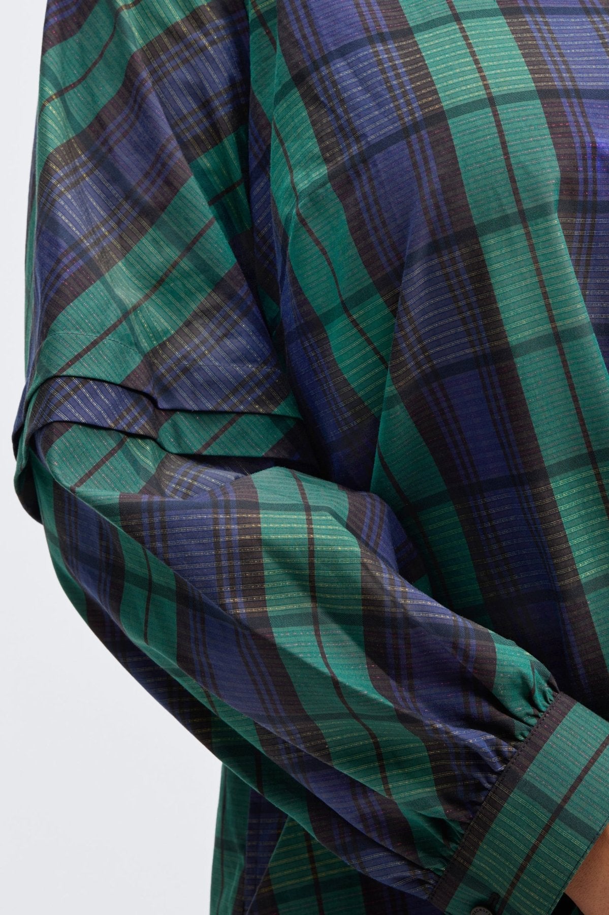 Frankie Plus Metallic Plaid Long Sleeve Popover Shirt