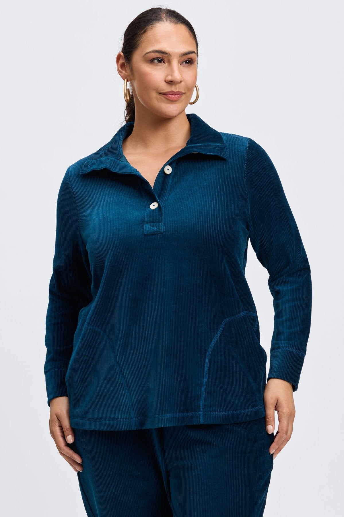 Sammy Plus Long Sleeve Plush Cord Popover Sweater