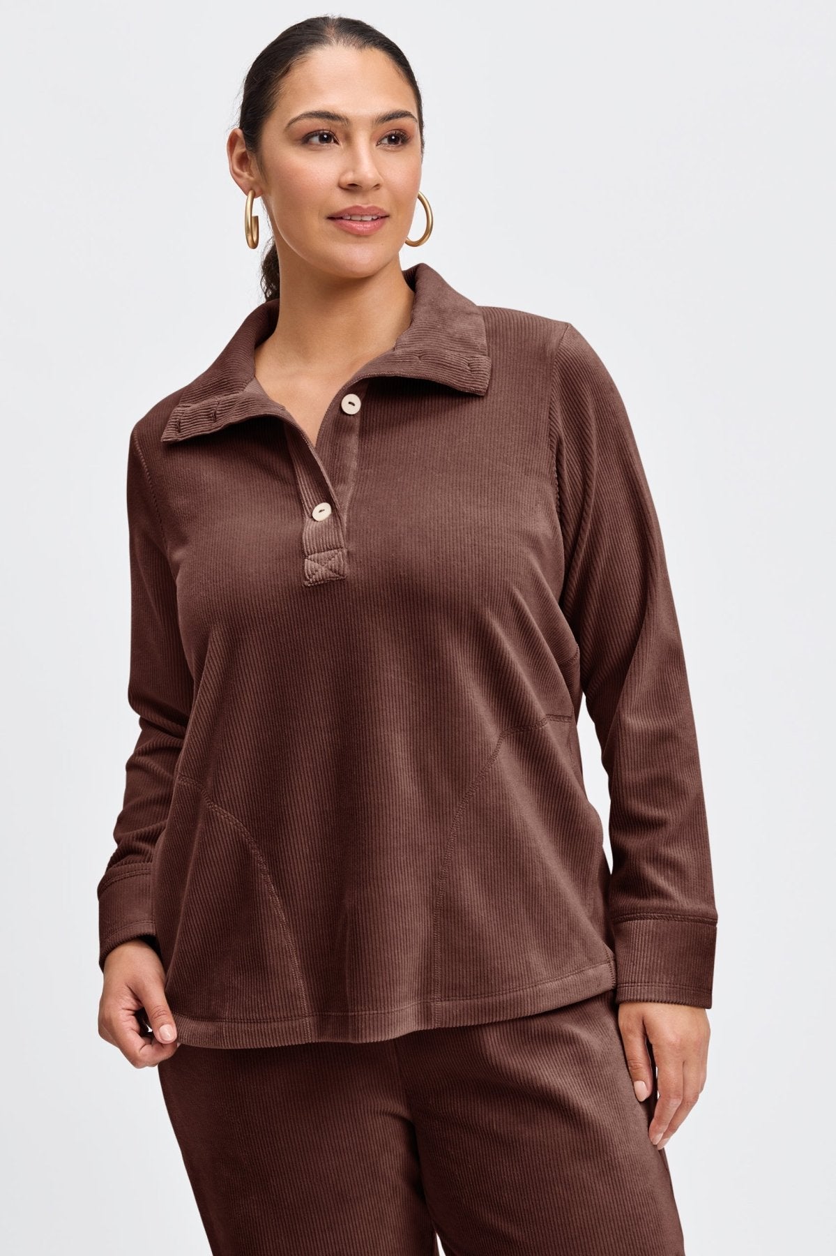 Sammy Plus Plush Cord Long Sleeve Popover Sweater
