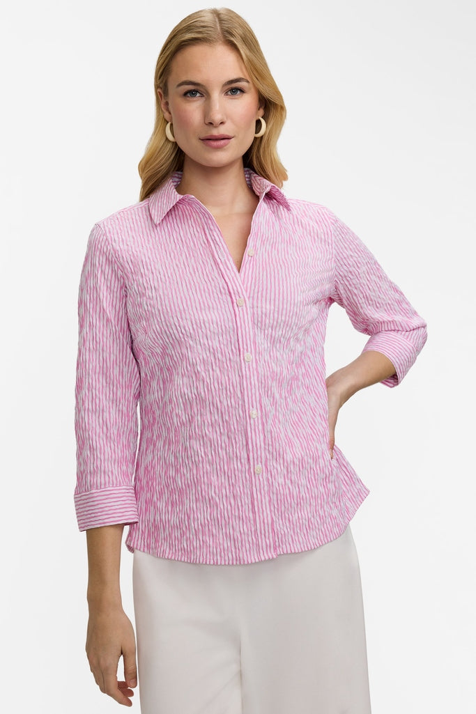Hampton Crinkle Jacquard 3/4 Sleeve Shirt – Foxcroft