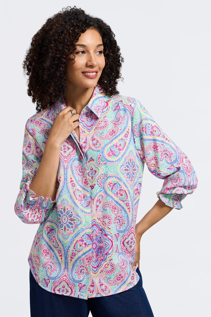 Olivia Paisley Linen 3/4 Sleeve Shirt