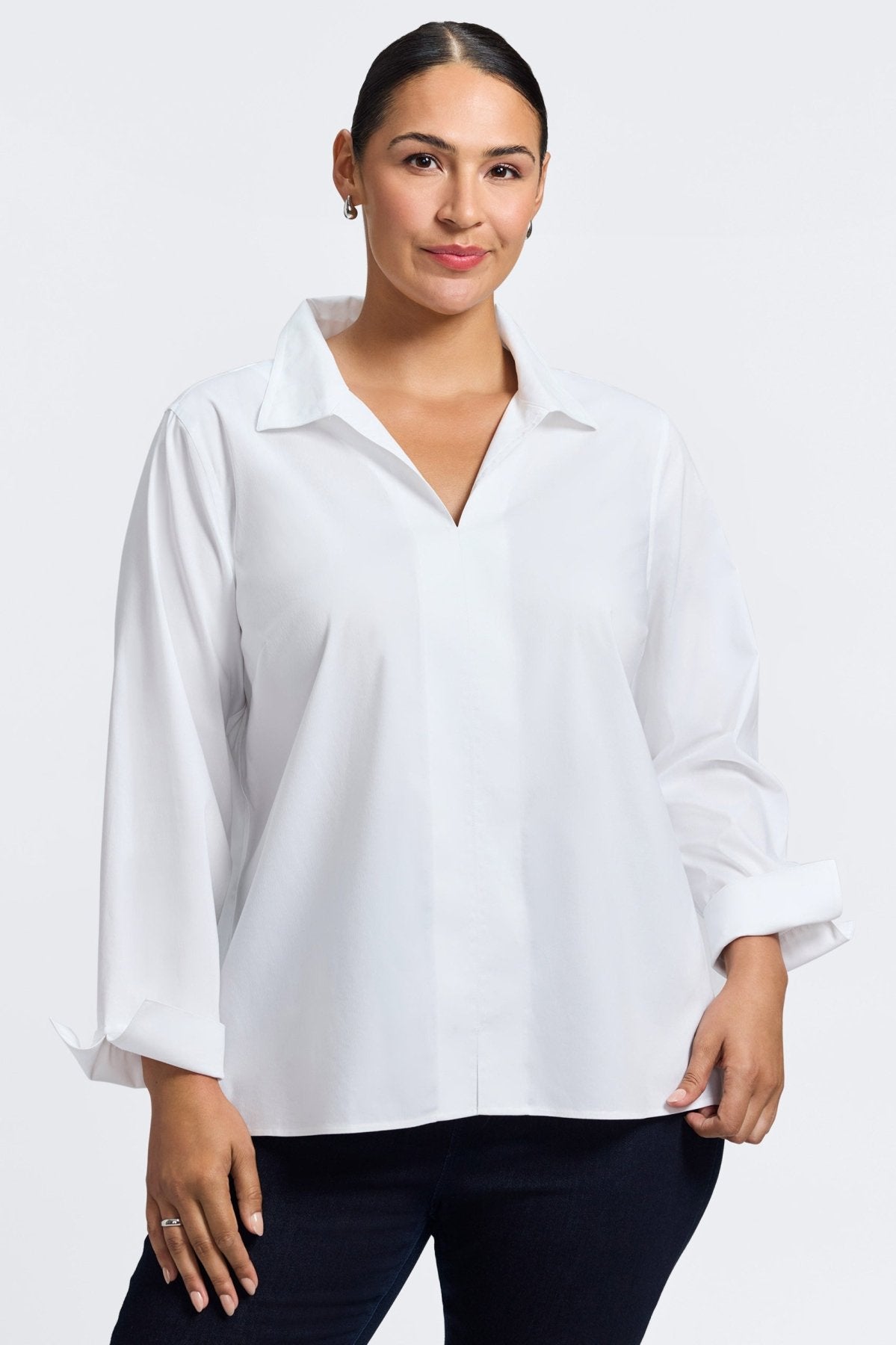 Agnes Plus No Iron Stretch Long Sleeve Popover Shirt