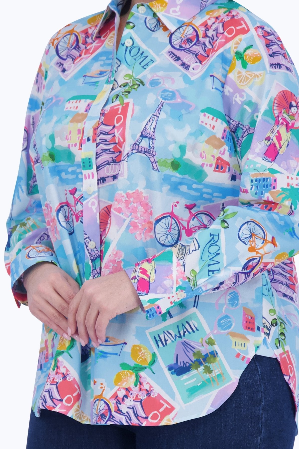 Meghan Plus Travel Conversational Long Sleeve Shirt