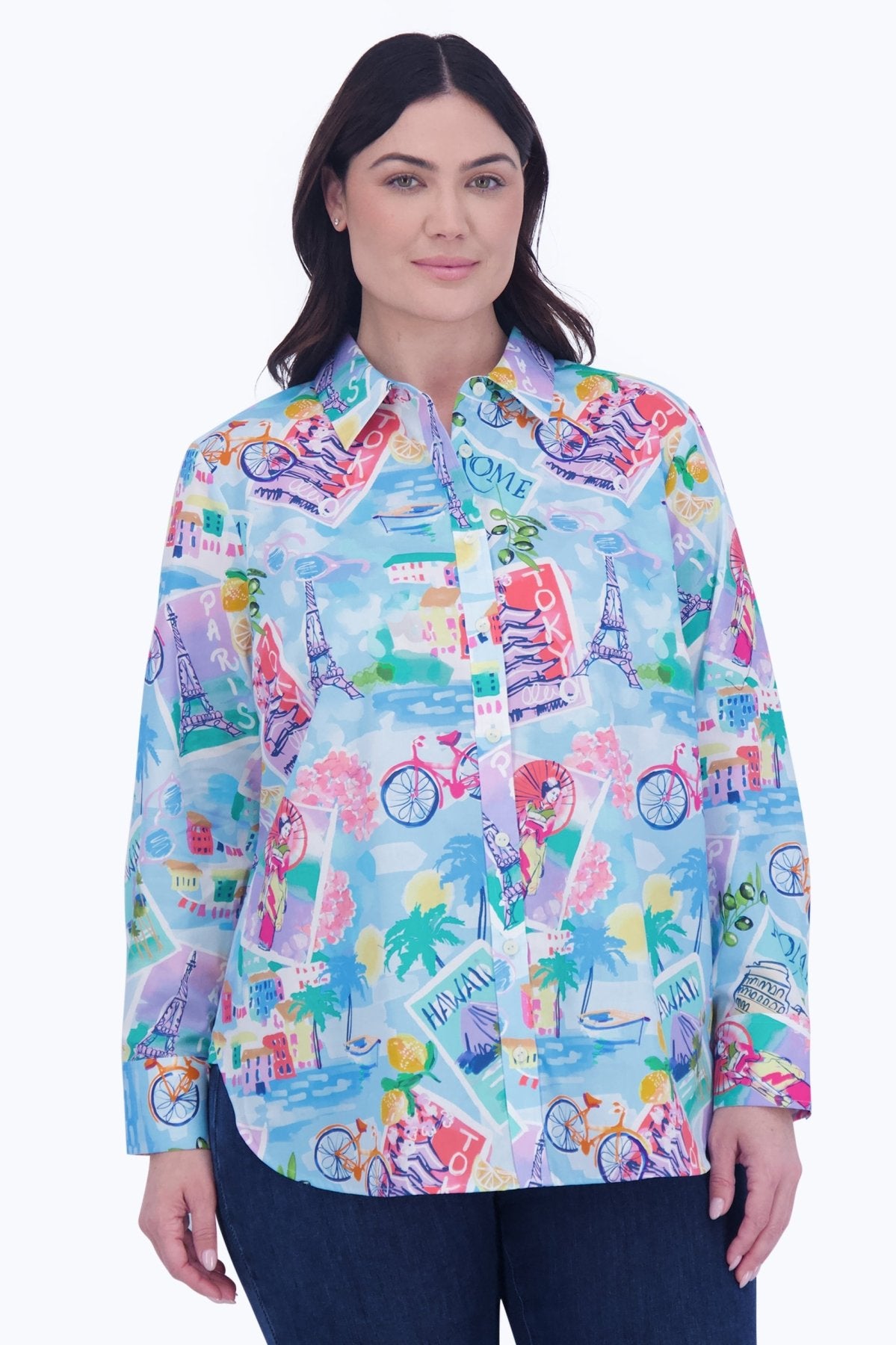 Meghan Plus Travel Conversational Long Sleeve Shirt