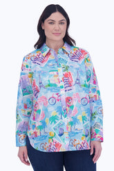 Meghan Plus Travel Conversational Long Sleeve Shirt