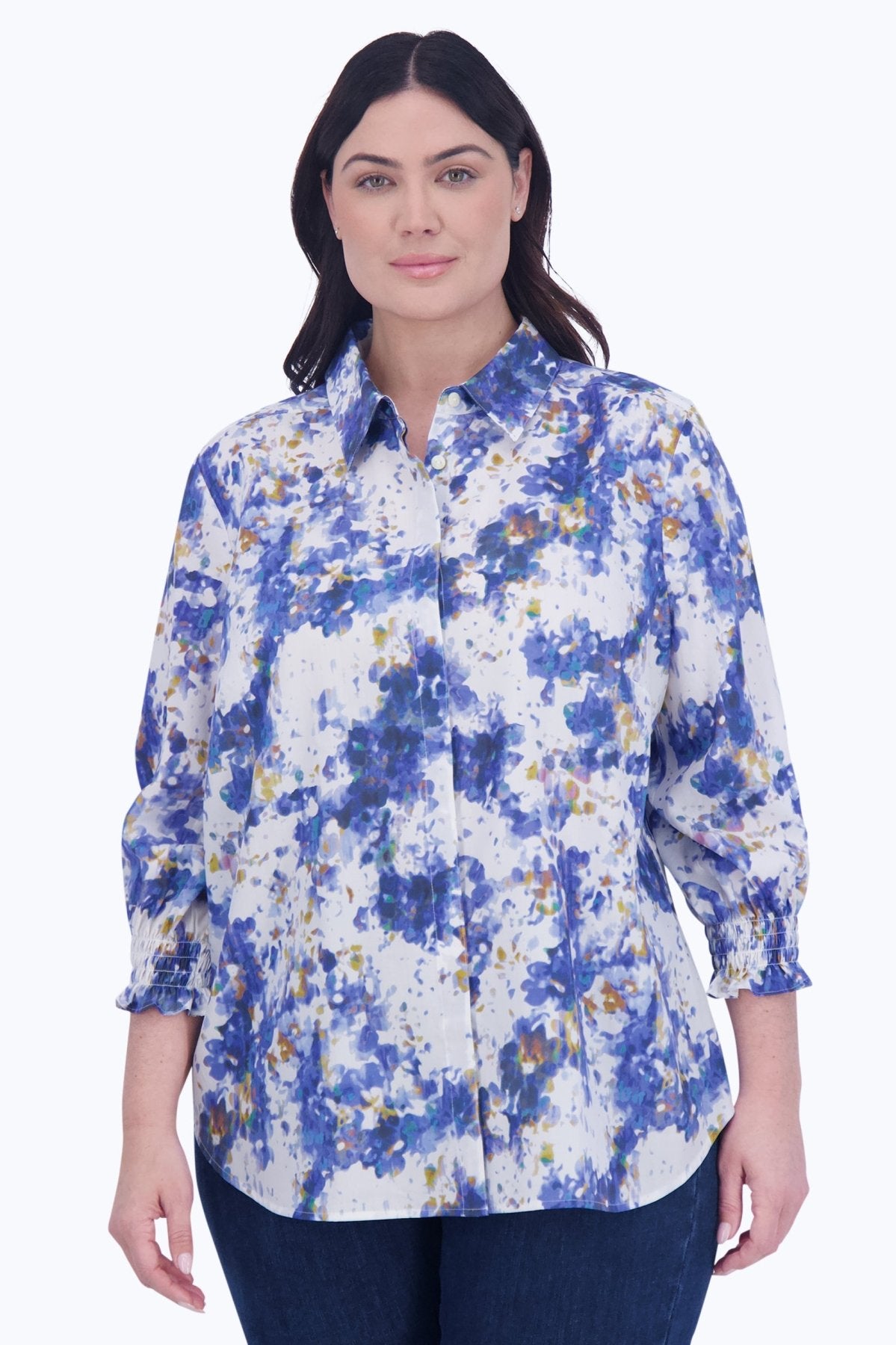 Olivia Plus Abstract Floral 3/4 Sleeve Shirt