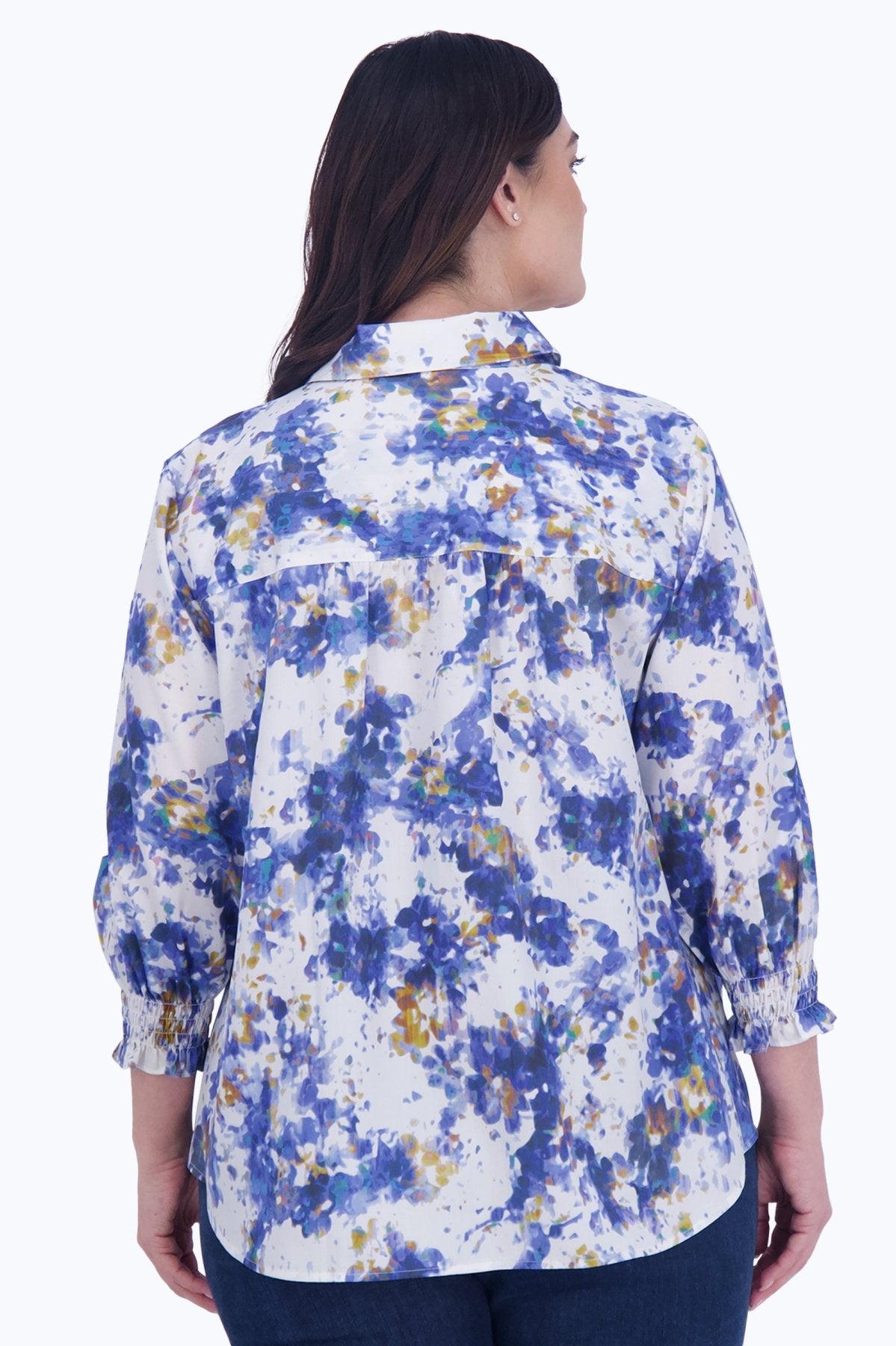 Olivia Plus Abstract Floral 3/4 Sleeve Shirt