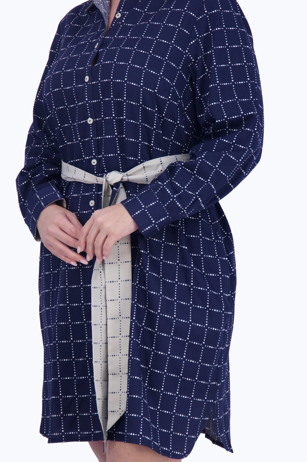 Rocca Plus Dotted Plaid Long Sleeve Dress