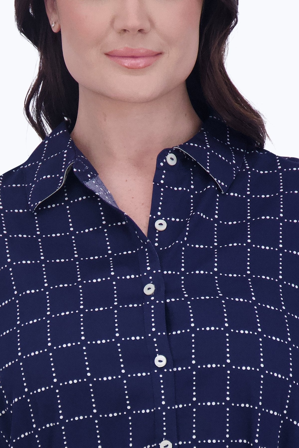 Rocca Plus Dotted Plaid Long Sleeve Dress