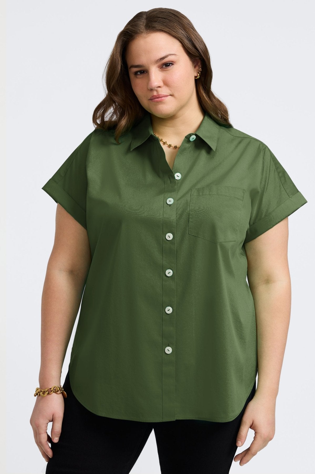 FOXCROFT Womens Pleated Short Sleeve V Neck Above The Knee Wear To Work Tunic Dress