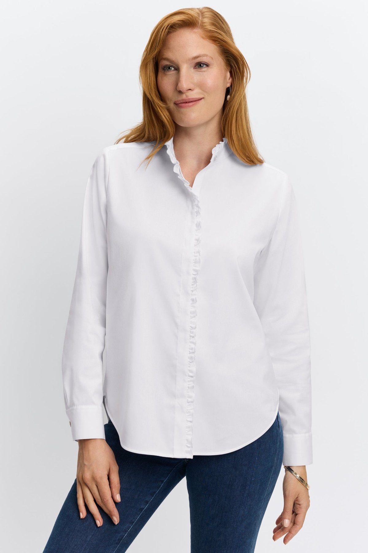 Mariel Stretch Matte Sateen No Iron Shirt Foxcroft
