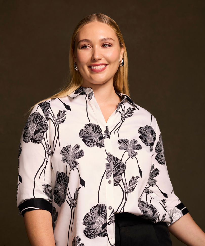 Plus-size new arrivals from Foxcroft. Effortless, flattering style.