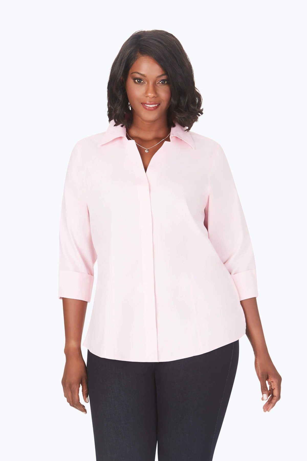 Taylor Plus Essential Pinpoint Non-Iron Shirt #color_chambray pink